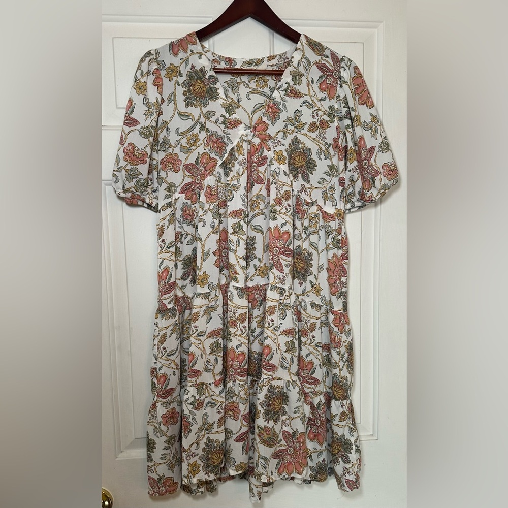 Bombay Paisley‎ Multicolour Floral Print Tiered Dress Size Medium. - Picture 2 of 6